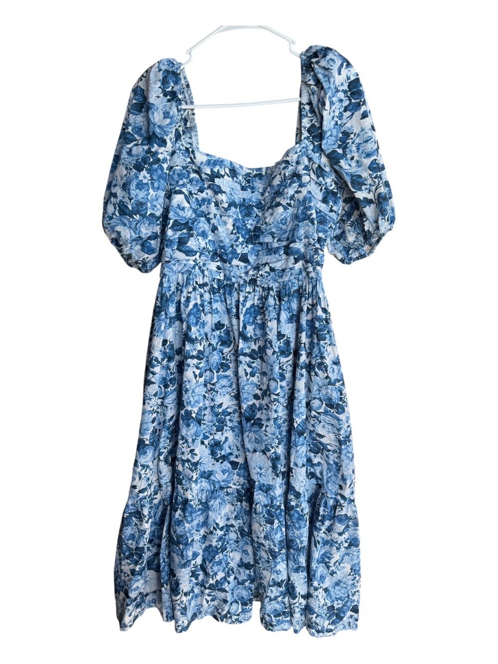 Abercrombie & Fitch Emerson Cottagecore Floral Poplin Puff-Sleeve Midi Dress